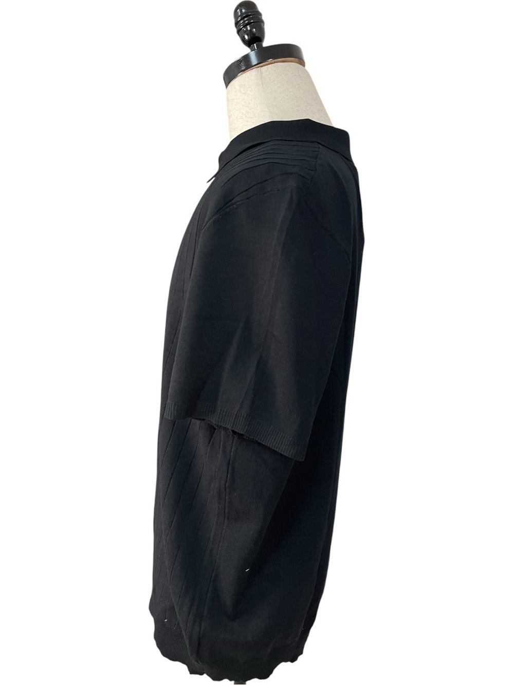 Coofandy Ribbed Short-Sleeve Knit Polo Shirt Black - Picture 4 of 16